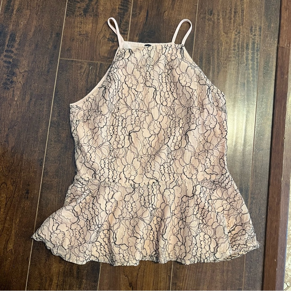 Pink & Black lace halter top